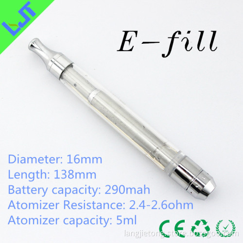 Big Size E Cigarette Rechargeable E Cigarette with Replaceable Atomizer Clear Atomizer Tube One Piece Detachable E Cigarette (E-Fill)